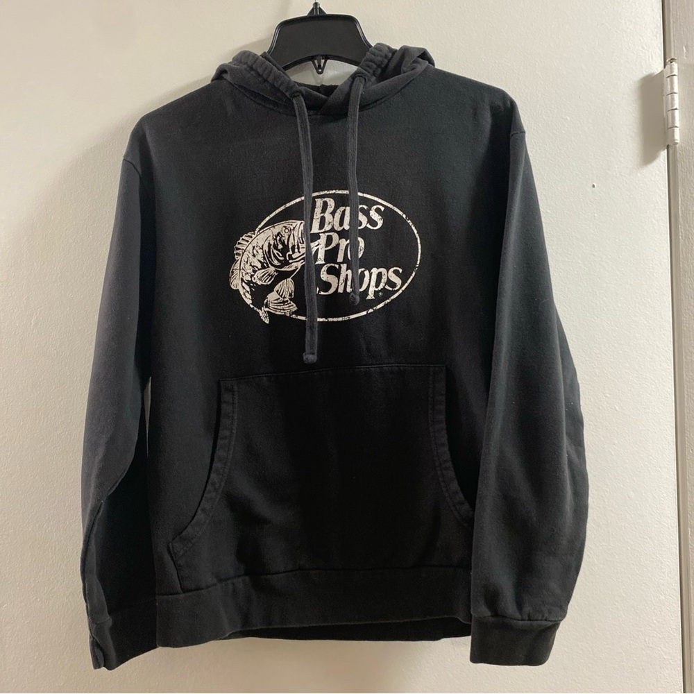 Bass Pro Shops Classic‎ Black Sz S Drawstring Hoodie